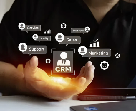 Sales and marketing teams collaborating using CRM