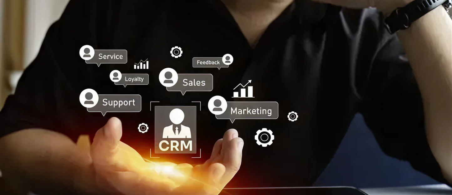 Sales and marketing teams collaborating using CRM