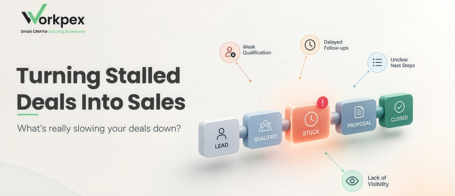 Deals stuck at different stages of the sales pipeline