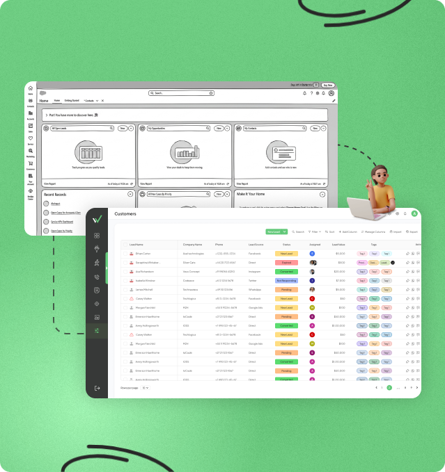 Dashboard displaying lead management and field operations tools in one platform