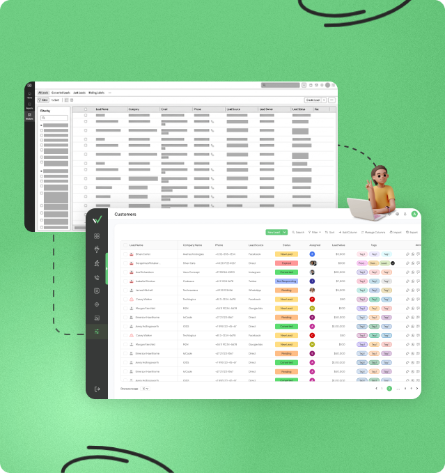 Dashboard displaying lead management and field operations tools in one platform